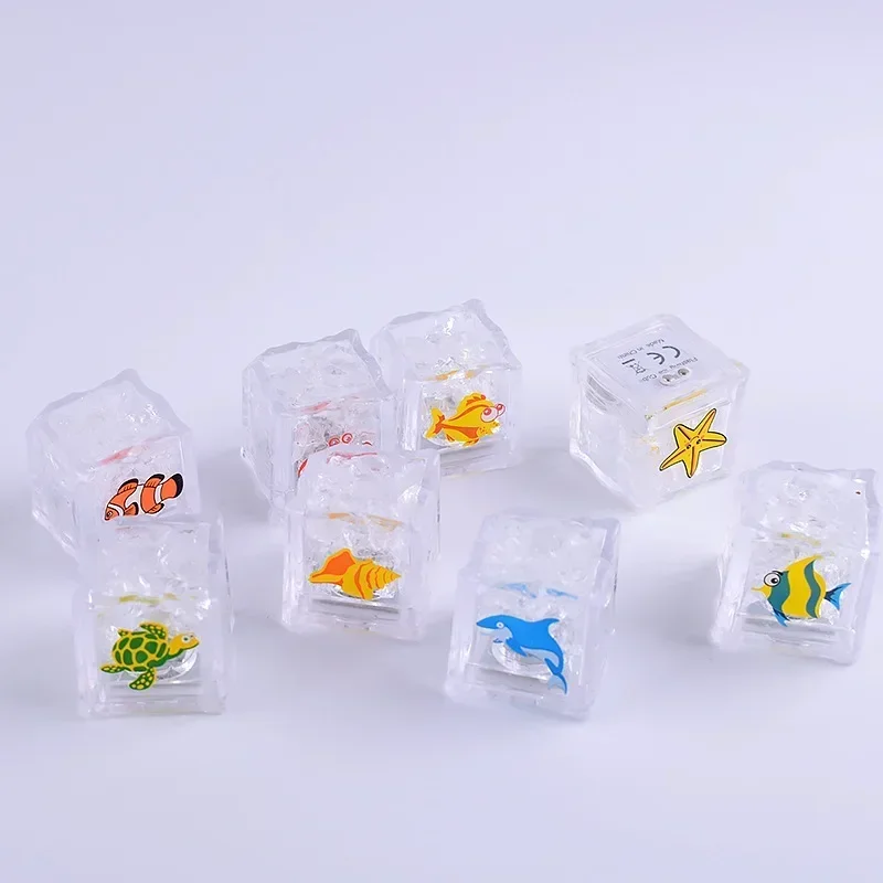 8pcs/lot Children's bathroom bath toys baby play water ocean magic ice cube lamp lights ocean animal colorful lights baby gift