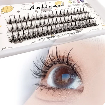 120 Cluster, 3D-Profi-Make-up, einzelne Wimpern, Cluster-Spikes, Wimpern, zarte, vorgefertigte russische, natürliche, flauschige falsche Wimpern