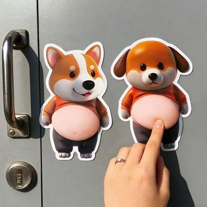 Cartoon Big Belly Puppy Pinch Fun Toy Cute Creative Decompression Car Anti-Collision Sticker DIY Children’s Birthday Gift view 2