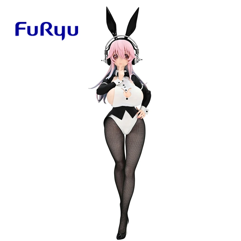 Original FuRyu Bicute Bunnies Figure Super Sonico Newly Drawn Costume Bunny Girl Tailcoat Ver. Kawaii Doll Anime Model Toys 30Cm