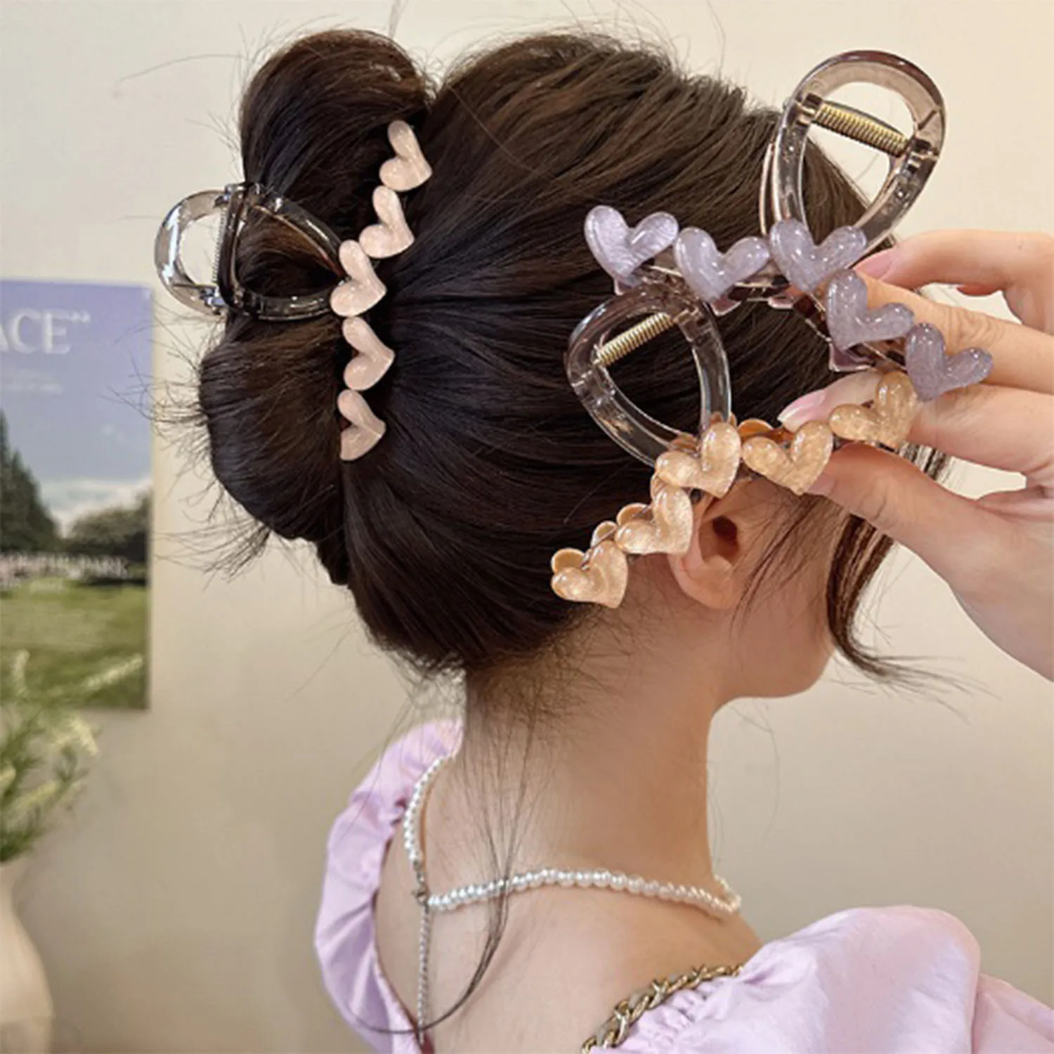 New Korean Vintage Jelly Love Scratch Clip Large Crab Hair Ponytail Heart Girl Fashion Claw Headdress Women Hair Accessories