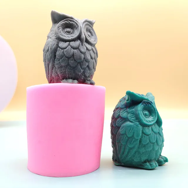 Silikonowa forma do świec 3D Sowa Diy Cute Little Animal Candle Making Supplies Handmade Soap Plaster Craft Resin Mold Home Decor Gift
