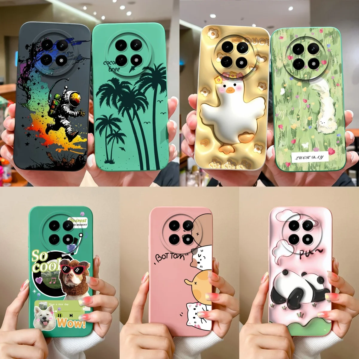 Liquid Silicone Soft Bumper Phone Cover, Cute Cartoon Case para Realme 12 Pro Plus 12X, Oppo Realme12 Lite, Proteção da câmera