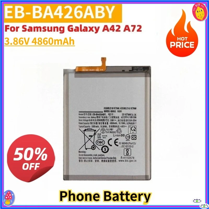 

New Replacement Phone Battery EBBA426ABY EB-BA426ABY 3.86V 4860mAh Battery for Samsung Galaxy A42 A72 High Quality Batteries