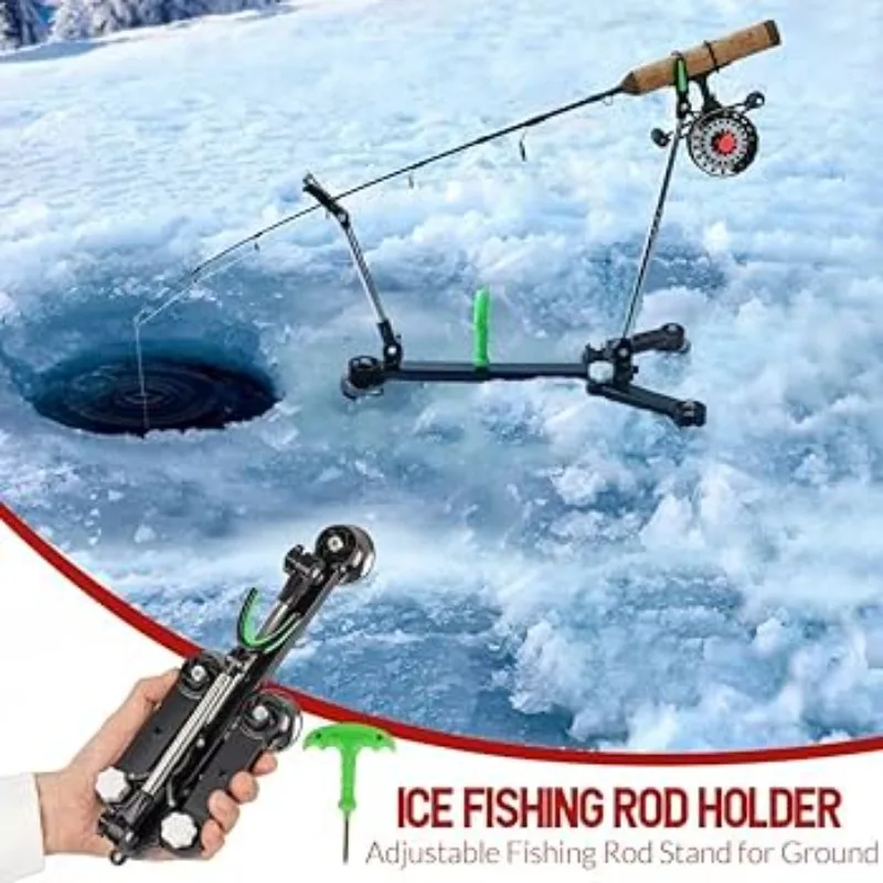 

Складной держатель удочки для зимней удочки с колокольчиком и флагом, регулируемый шнек для льда, совместимый кронштейн, портативные аксессуары для зимней рыбалки