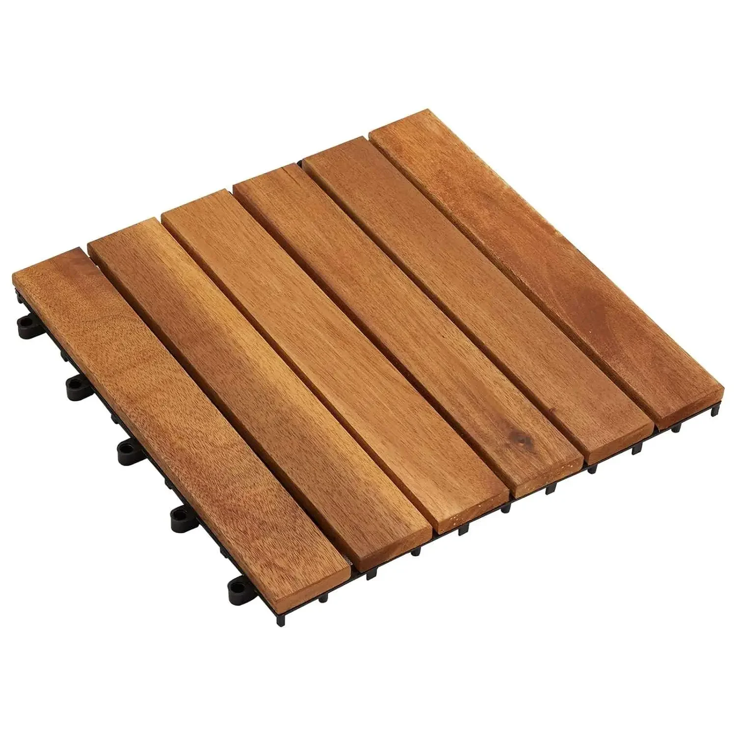30 pcs Acacia Hardwood Decking Tiles 11.81 x 11.81 in Interlocking Outdoor Flooring for Patio Balcony Garden Brown