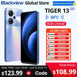 Blackview Oscal Tiger 13 5G Smartphone 6.67 inch 90Hz IPS Display NFC 5000mAh Unisoc T760 256GB 50MP AI Camera Mobile Phone