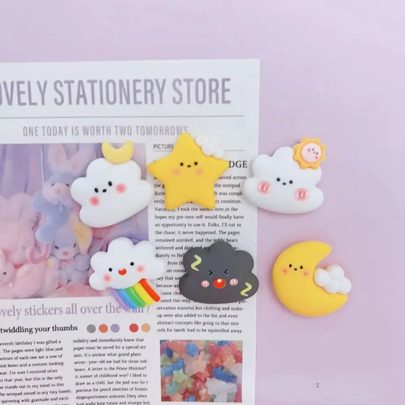 6Pcs Creative Star Moon Rainbow Refrigerator Sticker Cartoon Magnet Decoration Message Photo Home Decoration Magnet Cute Magnet