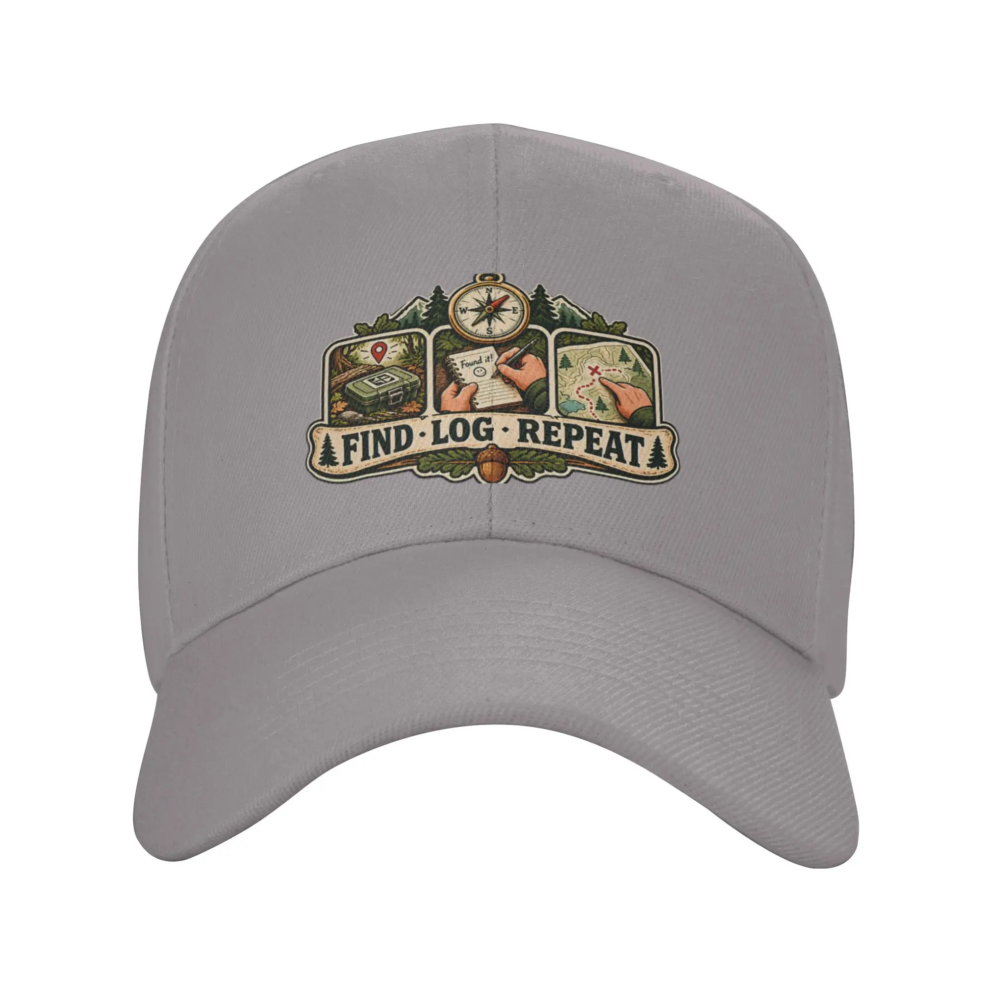 Hot Sale Vintage Find Log Repeat Geocaching Badge Baseball Cap  Summer Luxury Cap  Off-Road Travel Luxury Cap