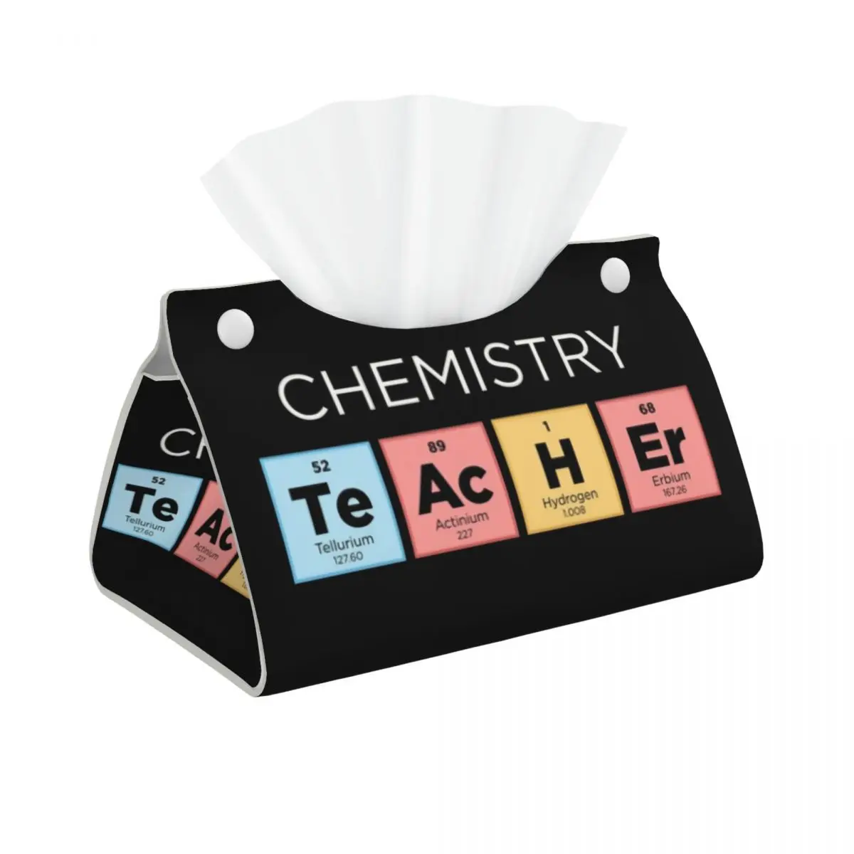 Custom Chemistry Teacher Periodic Table Tissue Box Cover Rectangular PU Leather Science Lab Tech Facial Tissues Holder for Car