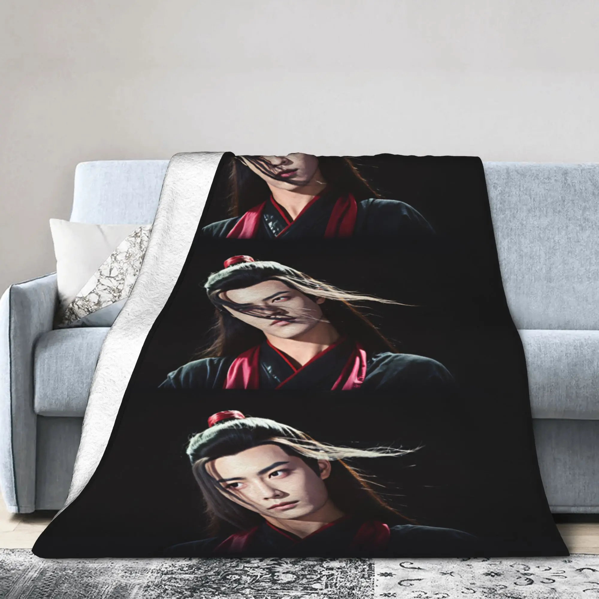 WangXian Bunny Mo Dao Zu Shi The Untamed Flannel Blanket Warm Soft Bedding Throws for Travel Office Bedspread Sofa Bed Cover