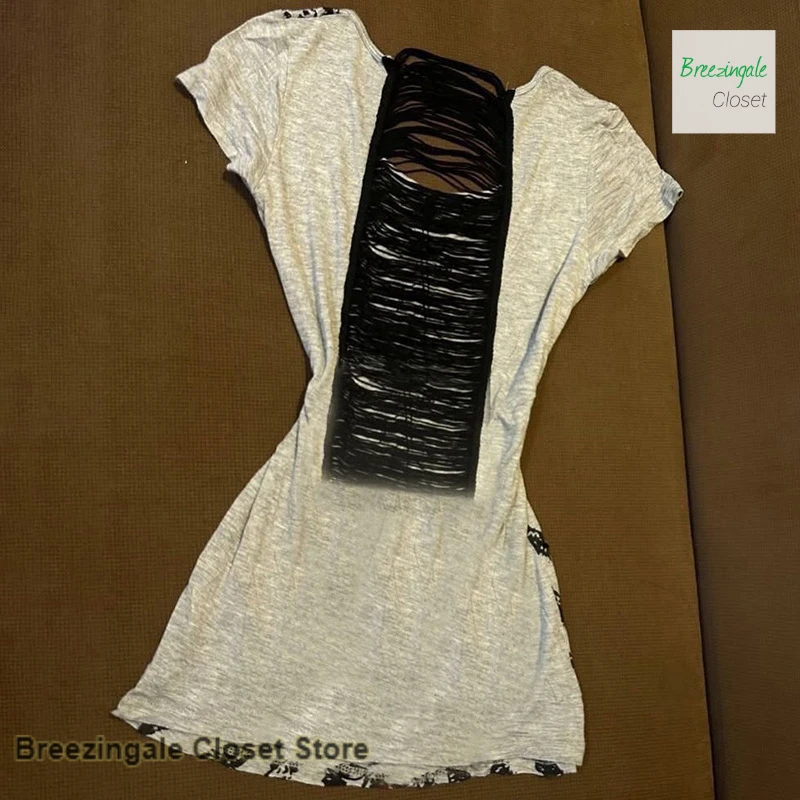 American style retro grey halter dress female summer new fashion rock dark wind spell tassels Joker casual Joker bag hip skirt.