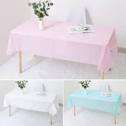 Disposable Tablecloth Pink White Rose Blue Birthday Wedding Tablecloth Plastic Foil Waterproof Dining Table Cover for Party