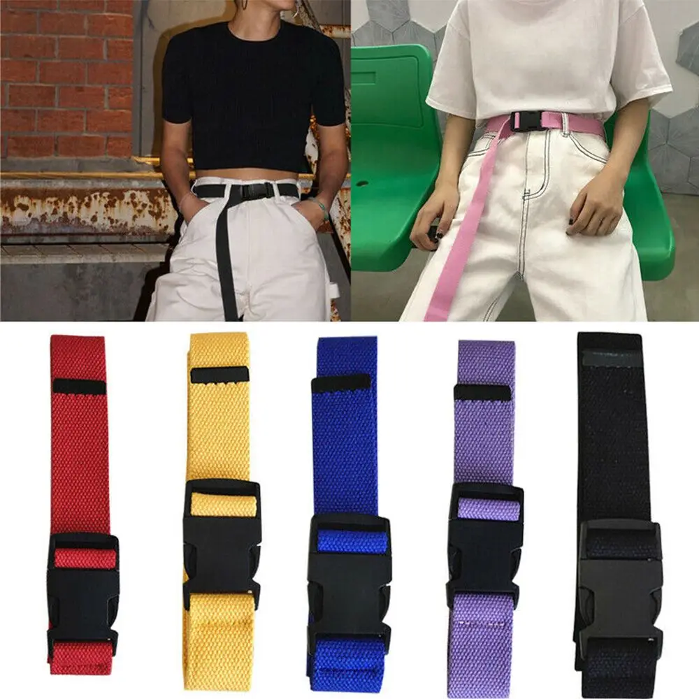 

Women Personality Nylon Vintage Multi-color Accessories Canvas Belt Waist Belt Plastic Belt Buckle Adjustable Belt