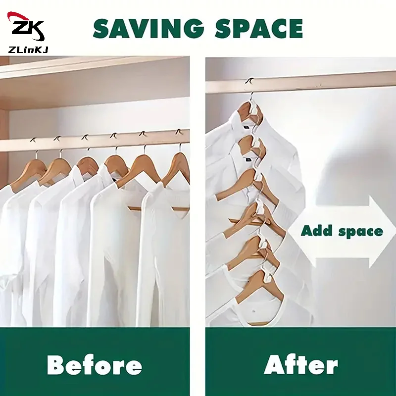 (ZYDD01) 50 قطعة/الوحدة شماعات ملابس بلاستيكية صغيرة السنانير توفير المساحة خزانة موصل هوك المتتالية شماعات موسع كليب #3