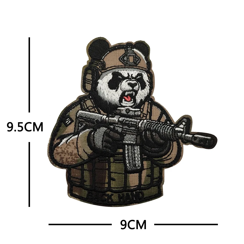 Tactical Animal Embroidered Patch Panda Tiger Military Morale Badge Hook&loop Backpack Clothing Decorative Accessory Sticker