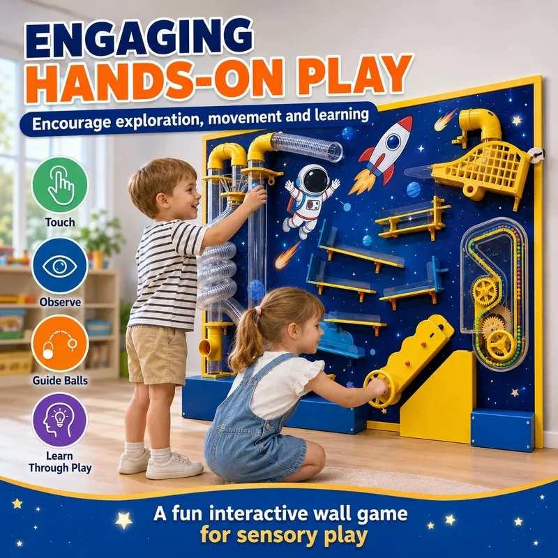 Custom Kid Interactive Ball Tube Wall Game Music Light Sensory Wall Panel Indoor Playground Equipment for Mall Play Cafe Daycare