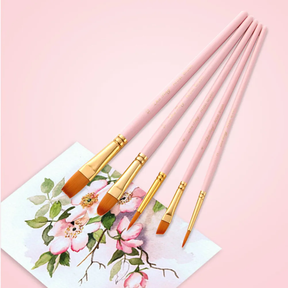 

5pcs Multi Head Paint Brushes Nylon Bristle For Acrylic Watercolor Oil Painting Kids Beginners Professionals Art Supplies Water