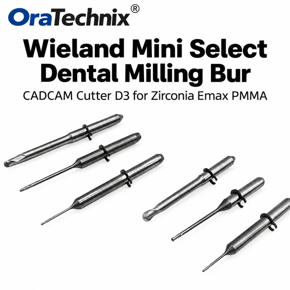 1PC Wieland Select /Mini Dental Milling Bur Grinding Zirconia/Emax/PMMA D3 DC/NC Coating Dental Milling Cutter Tool