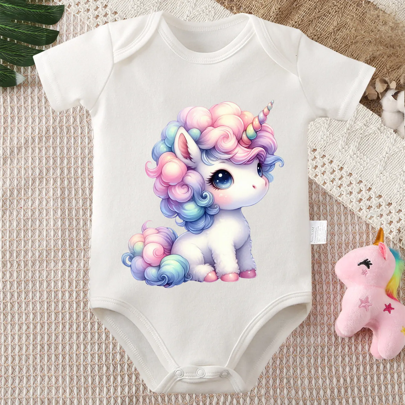 

Комбинезон-боди из чистого хлопка с принтом «Мечтательная бабочка и единорог» для новорожденных от 0 до 12 месяцев