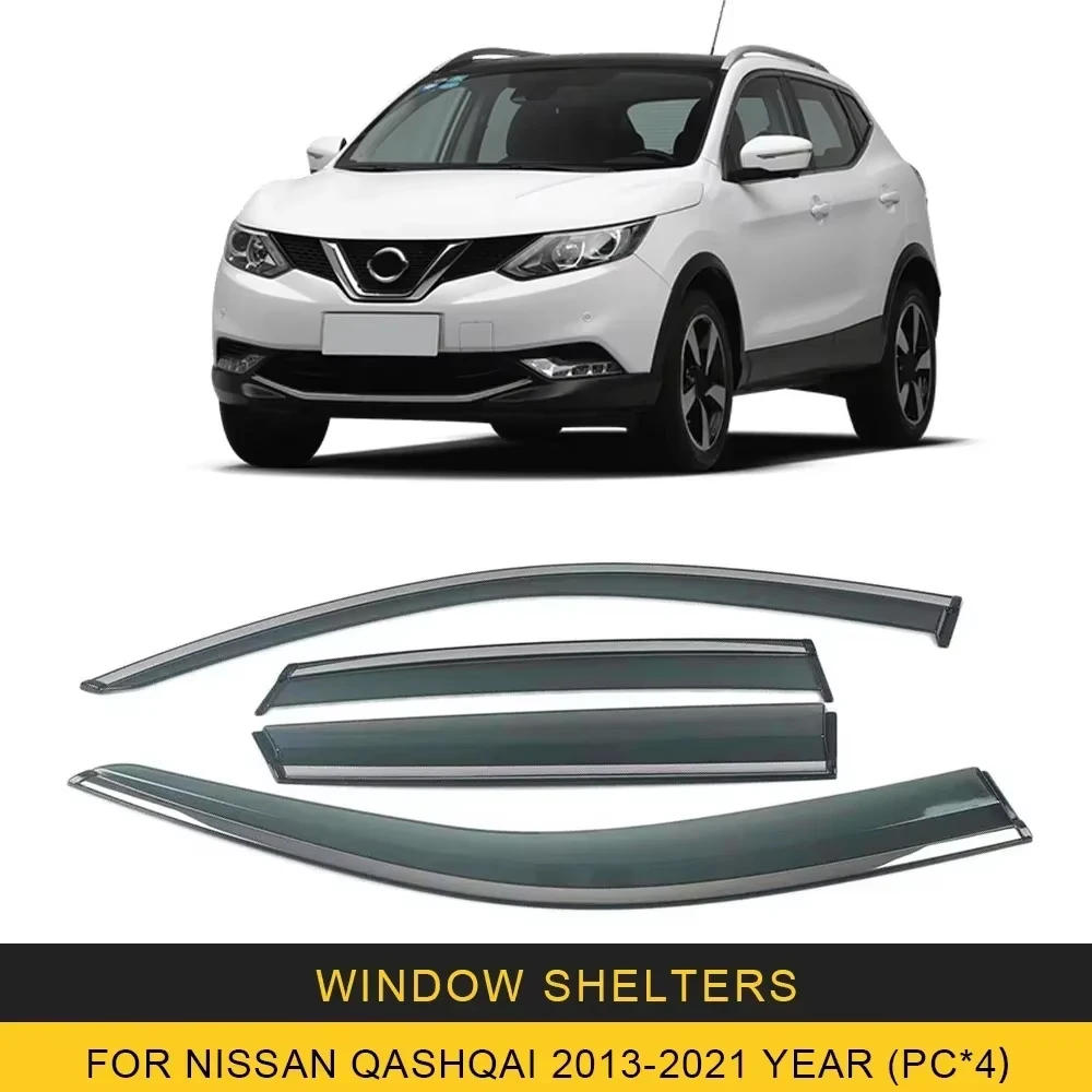 

Chrome Strips Rain Guards for NISSAN Qashqai 2007-2021 Window Visor Wind Deflectors Door Visor Vent Shades Ventvisor
