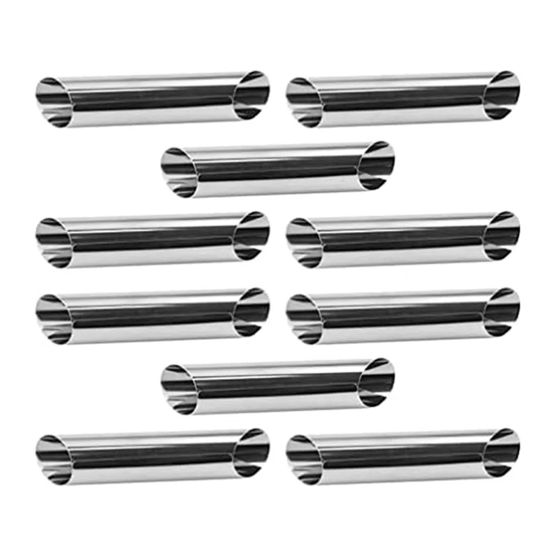 A21I-30PCS bollos de Brioche pan de Brioche tubos de Cannoli formas de Cannoli de acero inoxidable cuerno de crema antiadherente molde de pastelería danesa Silver