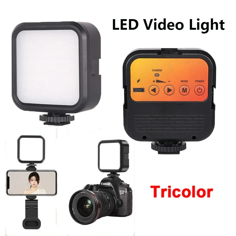 LED Video Light Portable Photography On-Camera 3000K-7000K Mini 3 colors light Rechargeable For DSLR Camera Camcorder Gopro Vlog