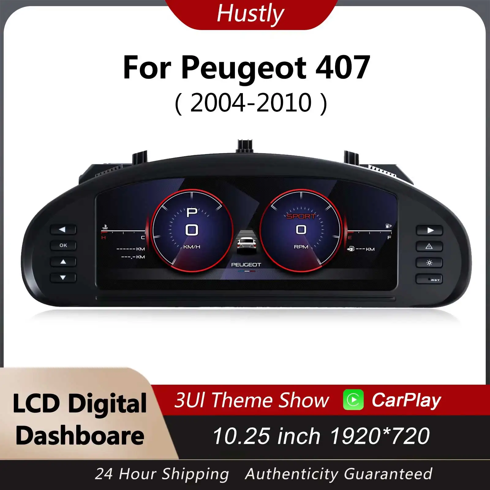 

10,25-дюймовый цифровой приборный кластер для Peugeot 407 2004-2010, спидометр, ЖК-панель прибора iOS Carplay