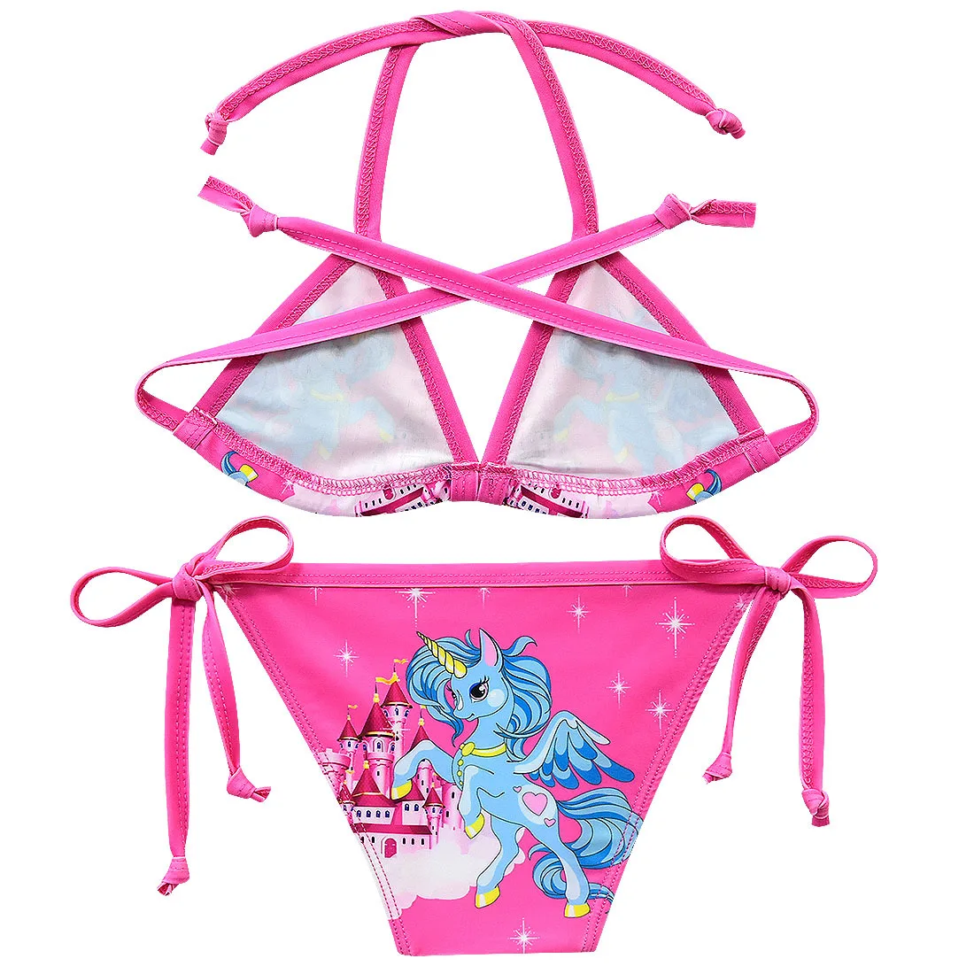 New Cute Girls Unicorn Swimsuit Kid Strap Bikini Suit 2pcs Outfits Kid Fashion Clothes toddler lol Children