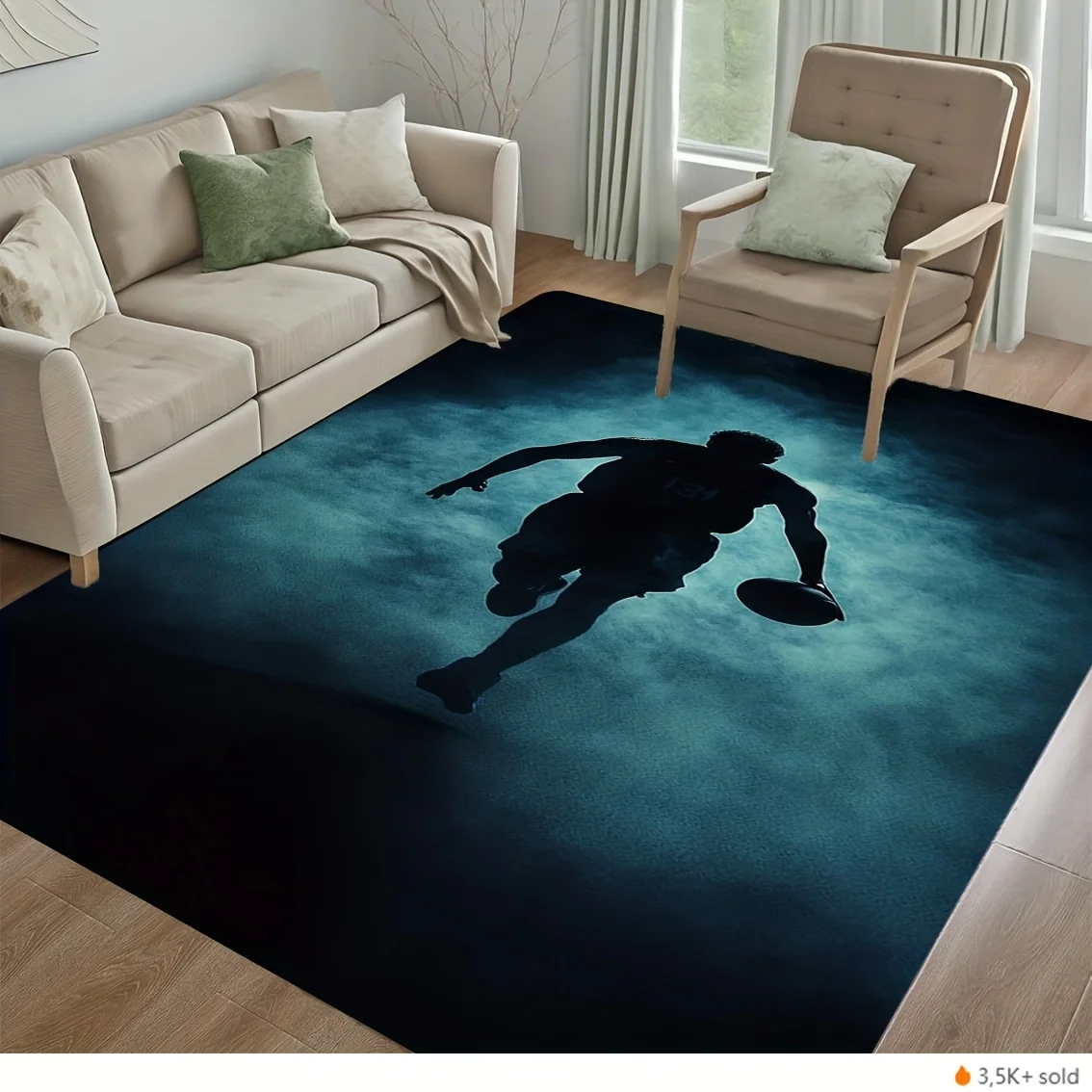 Festive Dynamic Sports Motif Rectangular Rug Decorative Non Slip Door Mat Versatile Accent For Gym Dance Studio Lounge Room