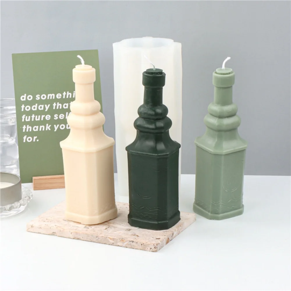Vintage Parfümflasche Silhouette Silikon Kerzenform High-End Weinflaschenförmige Harzform für die Herstellung von Aromatherapie-Kerzen