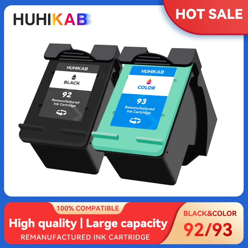 Cartucho de Tinta Compatível HUHIKAB para HP92, Substituição para HP 92 93 Deskjet C3140 C3150 C3180 C3190 5440 5442 5443 1507 1510