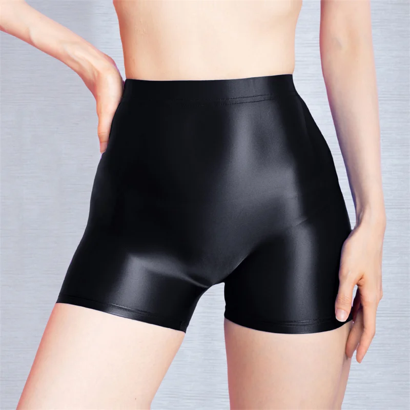 Hochglänzende High-Waist-Yoga-Shorts mit Pfirsich-Po-Effekt, elastische Jogger-Leggings, Hot Pants für Yoga und Fitness, Push-up-Leggings mit Po-Lifting-Effekt, Radlerhose – Detail 14