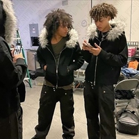 Fashion Hairy Splicing Design Hoodie men Tops Autumn and Winter Zipper Coats men Clothing Y2K Zip up Hoodie Grunge Goth Casual