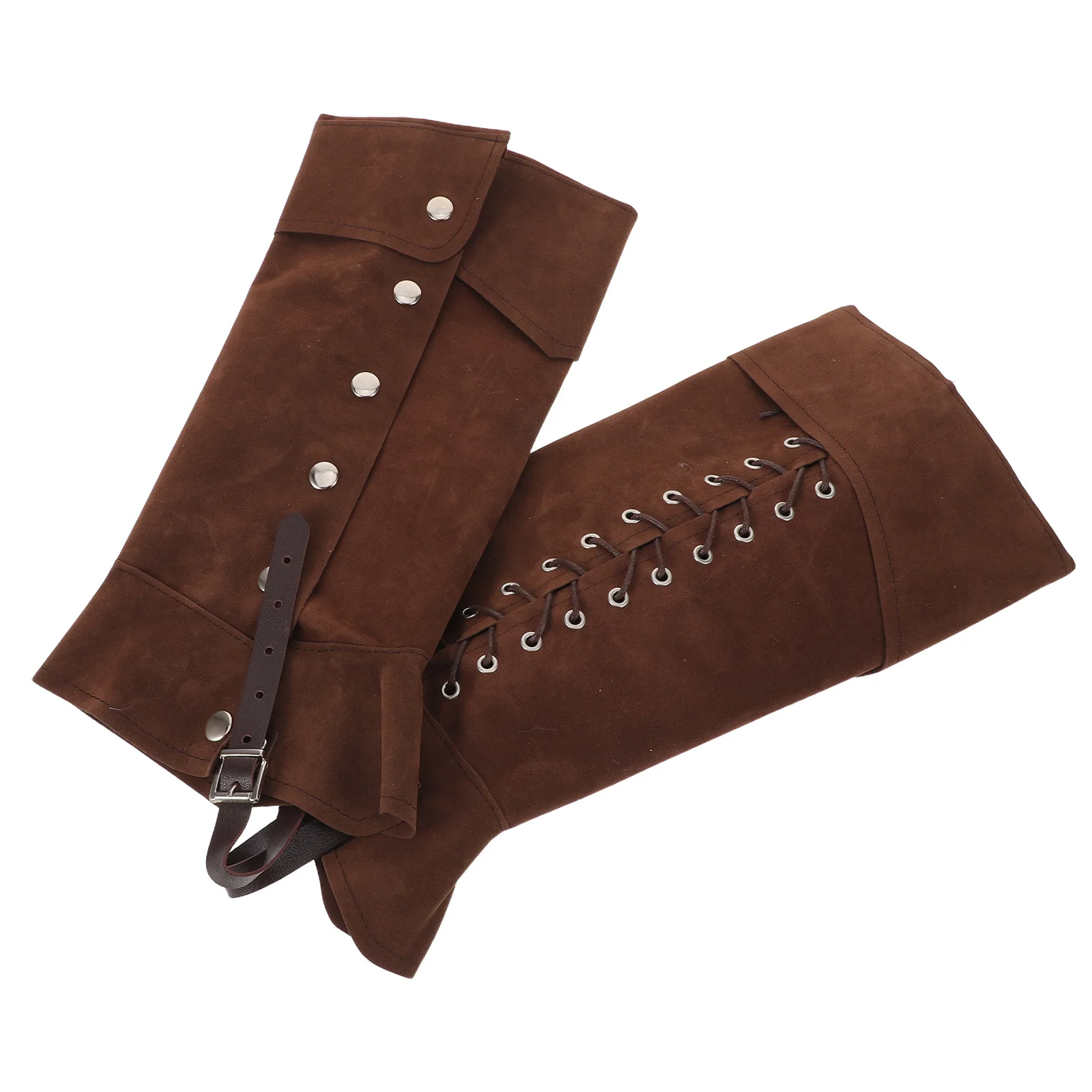 1Pair Brown Steampunk Boot Covers Men Medieval Renaissance Costume Shoe Gaiters for Cosplay Historical Reenactments Halloween