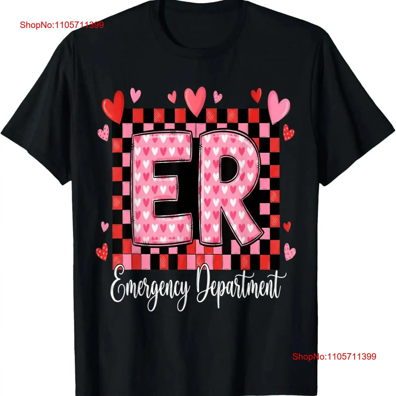 Cute Emergency Department Valentine ER Valentines Day Nurse T Shirt long or short sleeves vintage Washed Unisex homme Slightly