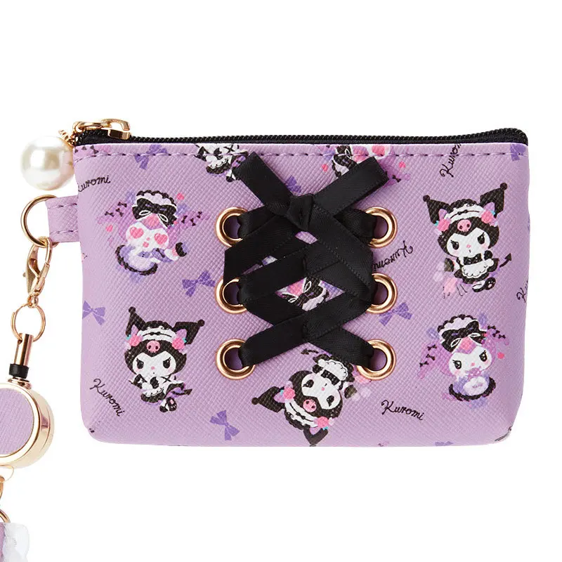 Portefeuille en ULtélescopique Sanurgente Kuromi, sangles de dessin animé Kawaii, porte-monnaie, sac à cartes, sac de rangement périphérique Anime, cadeaux de vacances