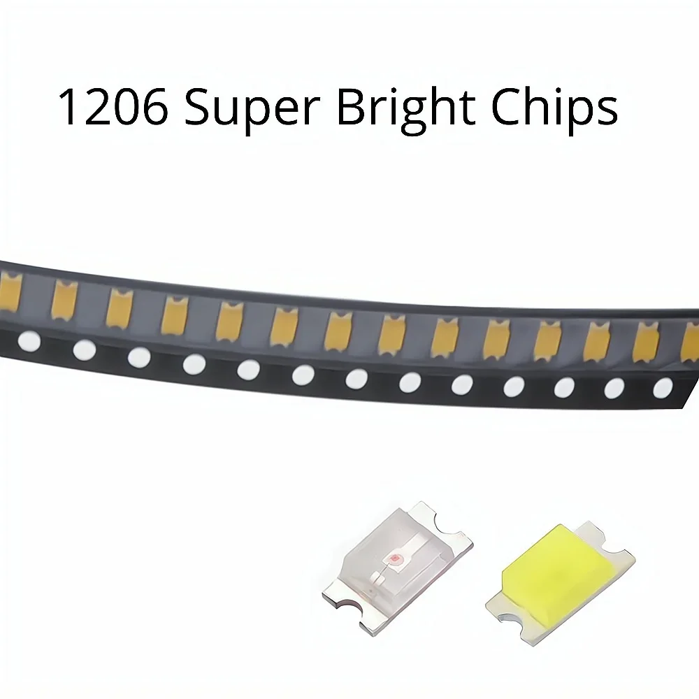 100pcs 1206 SMD SMT Lamp Super Bright Chip Light Bead LED Emitting Bulbs Diodes module Decoration Garden Ceiling Atmosphere Neon