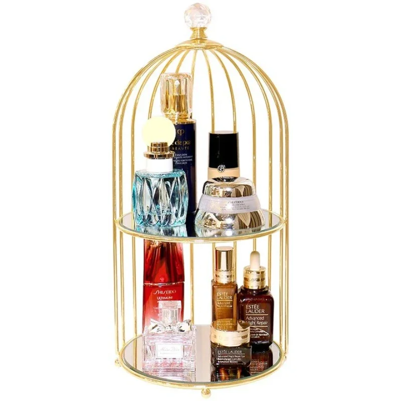 Birdcage Shelf Desktop Light Luxury Cosmetics Storage Box
