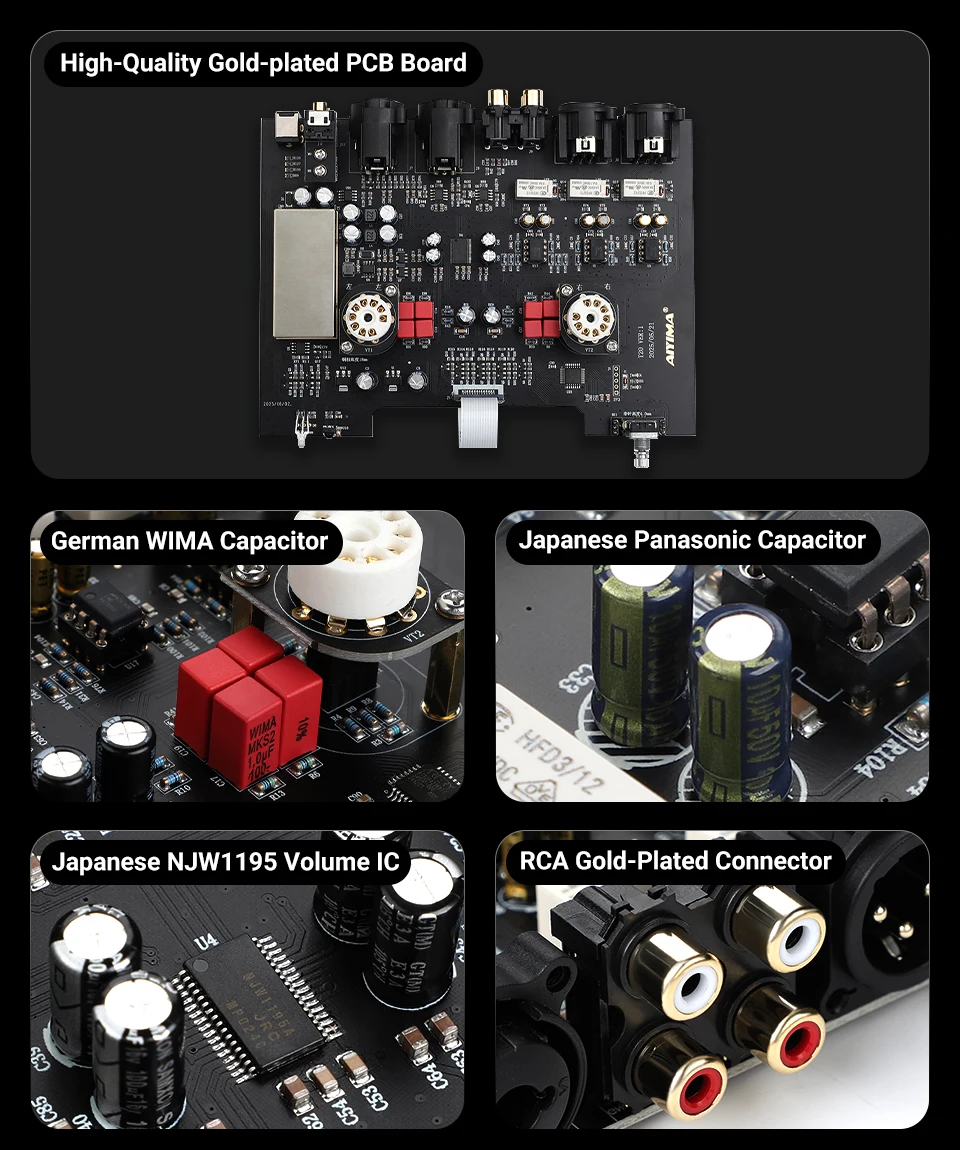 AIYIMA Audio T20 Röhren-Vorverstärker Vollsymmetrischer XLR/RCA-Ausgang Stereo-Vorverstärker mit DAC-Verstärker 12V Trigger für HiFi-Heimverstärker – Detail 9
