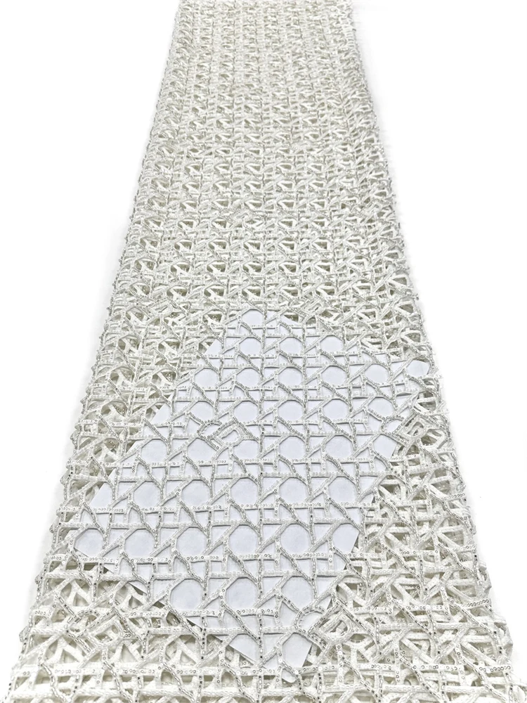 

Luxury Sequins African Lace Fabric 5Y Heavy Beaded French Embroidery High-Quality Bridal Wedding Sewing Material for Occasions