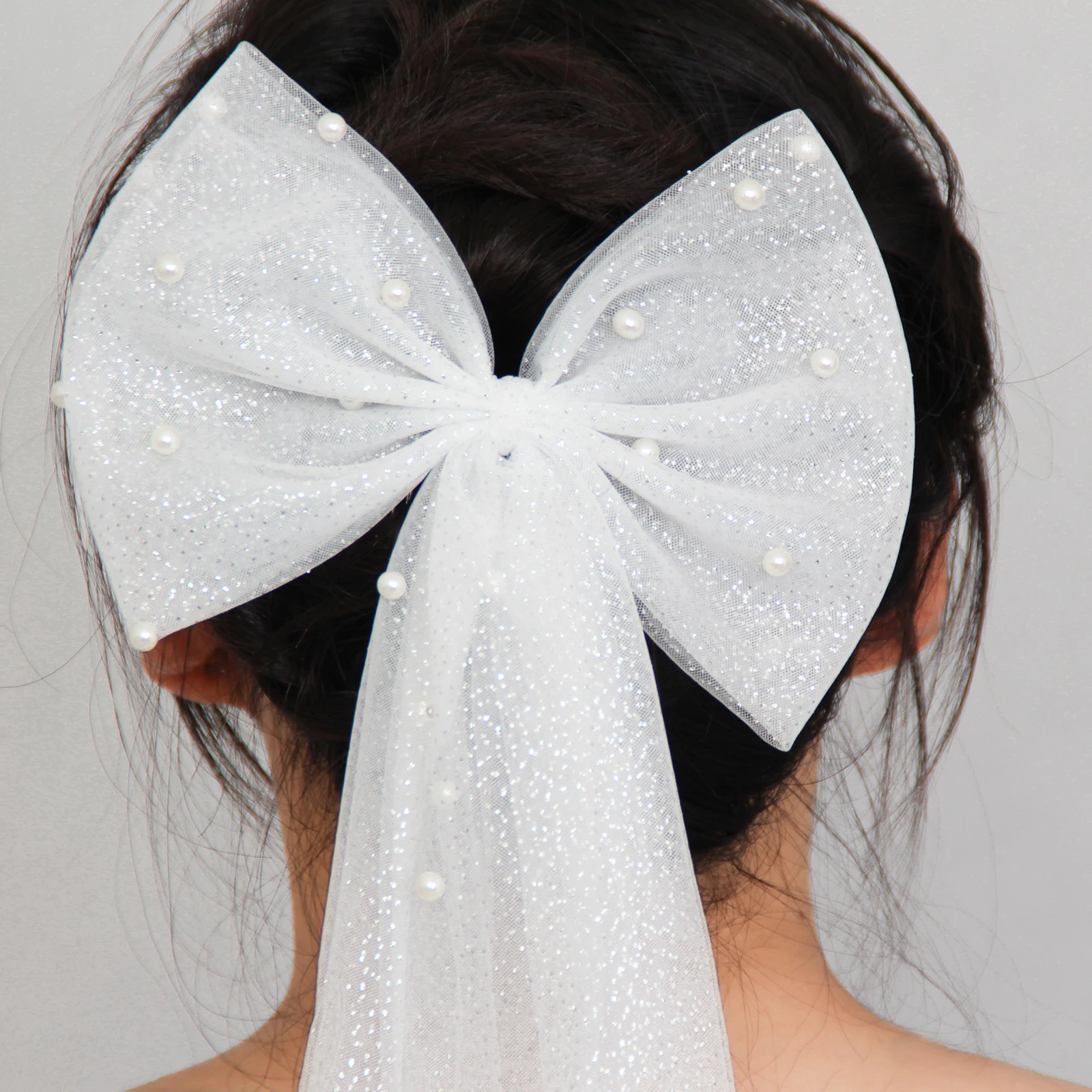 

Фата с бантом и тюлем Starlight, инкрустированная жемчугом, игривый и милый мягкий тюль белого цвета и цвета слоновой кости, классический стильный гребень для волос, аксессуар