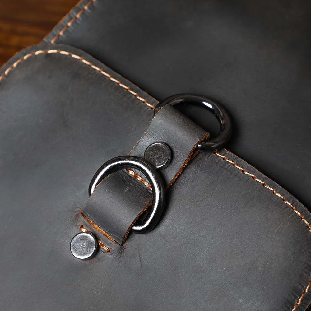 Vintage Echtleder Herren-Umhängetasche aus Crazy-Horse-Leder, Mini-Handytasche für Schlüssel und Karten – Detail 14