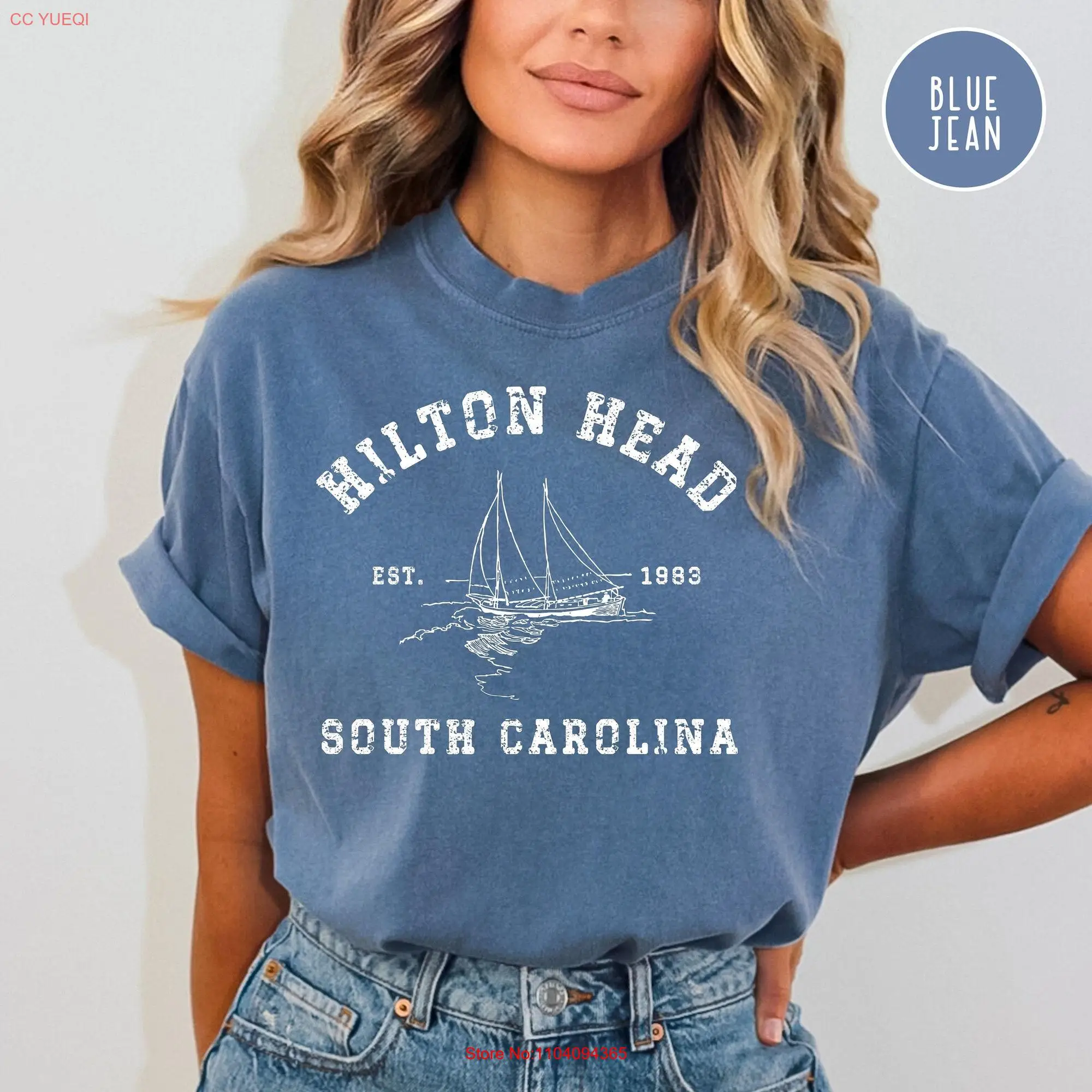 Hilton Head South Carolina Grunge Style Comfort Colors T Shirt Vacation GifT Travel Harbour Boats long or short sleeves