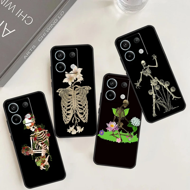 Skull Bones Botany Case For Xiaomi Redmi Note 13 11 8 9 10 12 Pro 12S 11S 10S 9S Redmi 13C 9C 10C 12C Cover