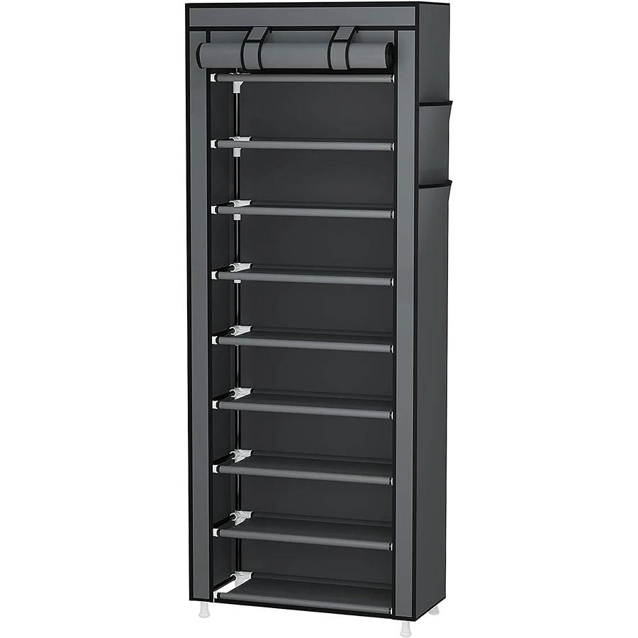 Shoe Rack with Fabric Cover with 9 Levels Shoe Organizers, Steel Structures and Plastic Connectors,for Storing and Storing Shoes view 6