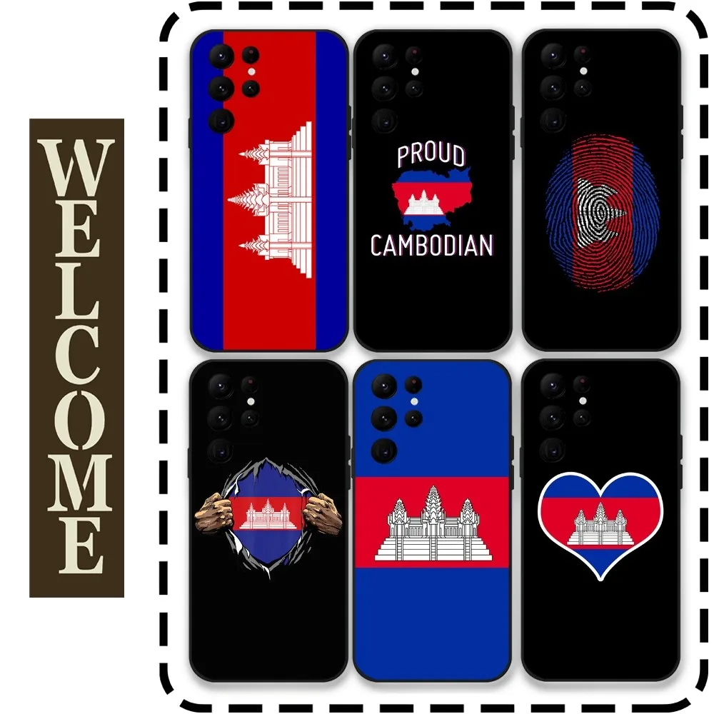 

Cambodia Flag Phone Case for Samsung Galaxy S24 Ultra S22 S23 Ultra S21 S20 5G Protective Silicone TPU Funda