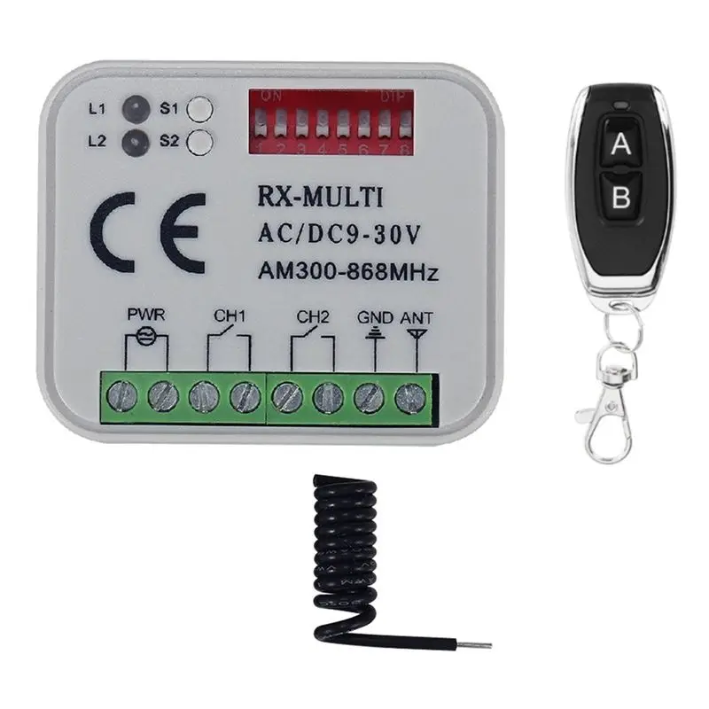 B29C-Remote Control Switch Receiver 300-868Mhz Receiver Universal AC/DC 9-30V For Garage Door Control Garage Switch