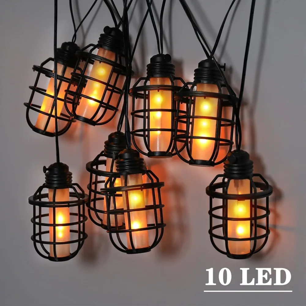 

Outdoor solar decorative light LED waterproof string garden landscape tungsten wire bird cage light string 10 heads