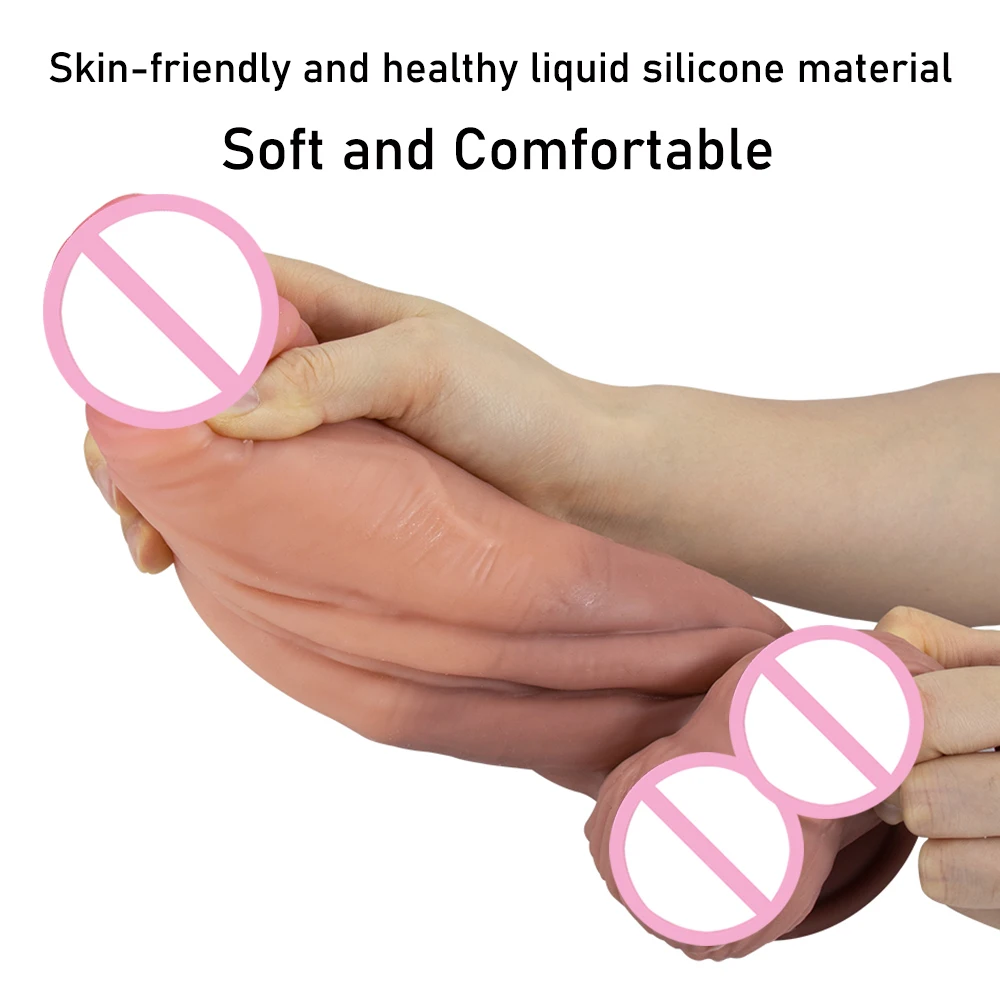 Soft Skin Feeling Liquid Silicone Huge Dildos with Suction Cup Big Dick Realistic Muscles Penis Large Phallus Sex Toys for Women